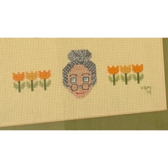 Vintage Framed Cross Stitch "Kids Get Spoiled" Needlepoint - Picture 11 of 12